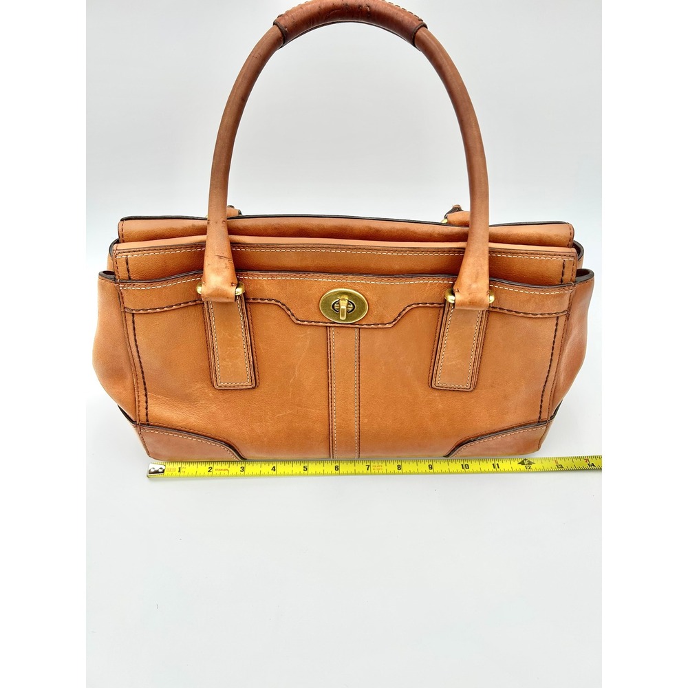 Vintage Coach Medium Hampton Leather Turnlock Carryall Satchel Acorn Brown 11047 - Picture 10 of 12